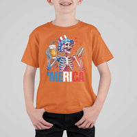 Red White And Blue Skeleton Party T Shirt For Kid American Freedom Vibes