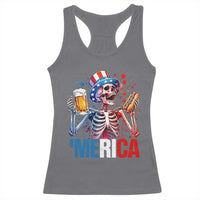 Red White And Blue Skeleton Party Racerback Tank Top American Freedom Vibes