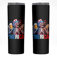 Red White And Blue Skeleton Party Skinny Tumbler American Freedom Vibes