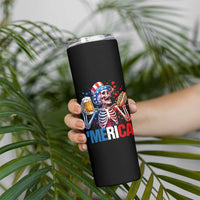 Red White And Blue Skeleton Party Skinny Tumbler American Freedom Vibes