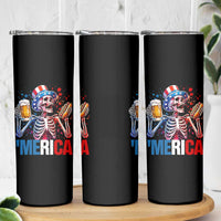 Red White And Blue Skeleton Party Skinny Tumbler American Freedom Vibes
