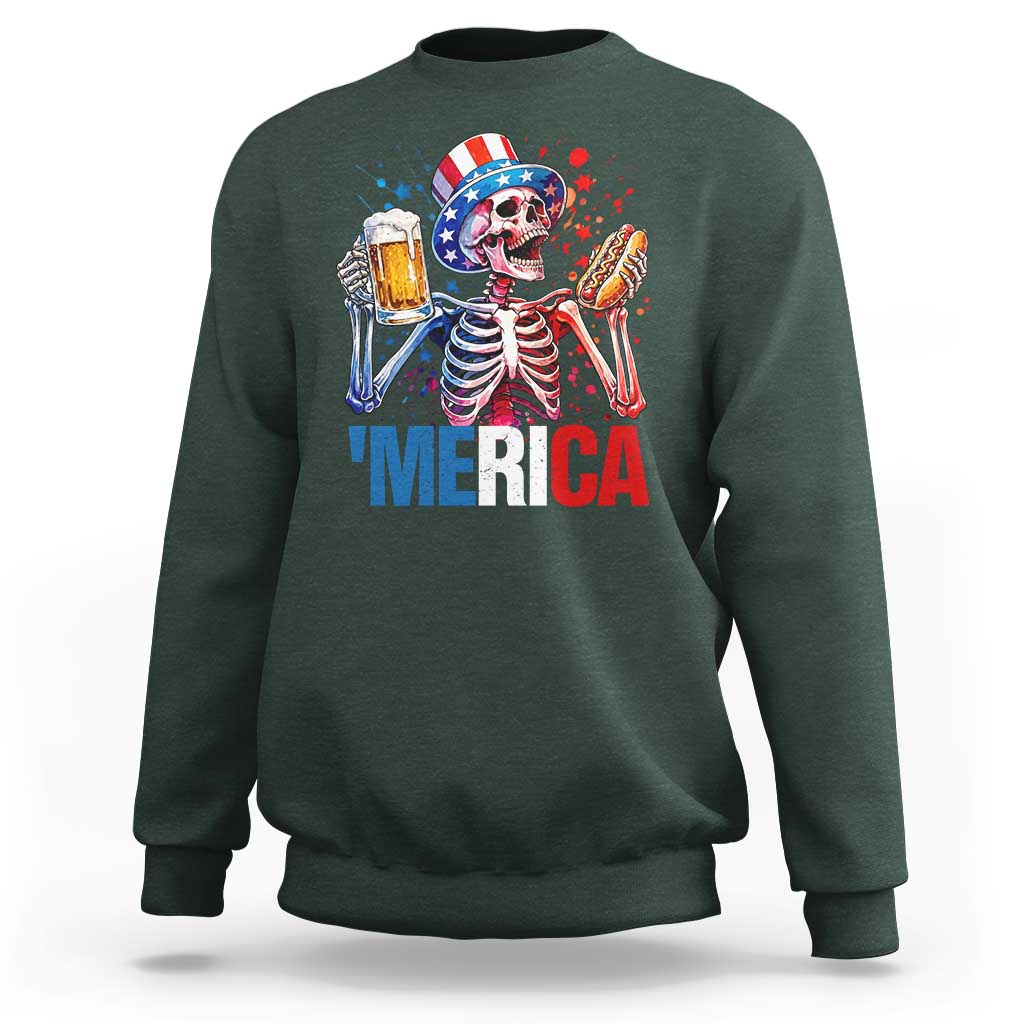 Red White And Blue Skeleton Party Sweatshirt American Freedom Vibes