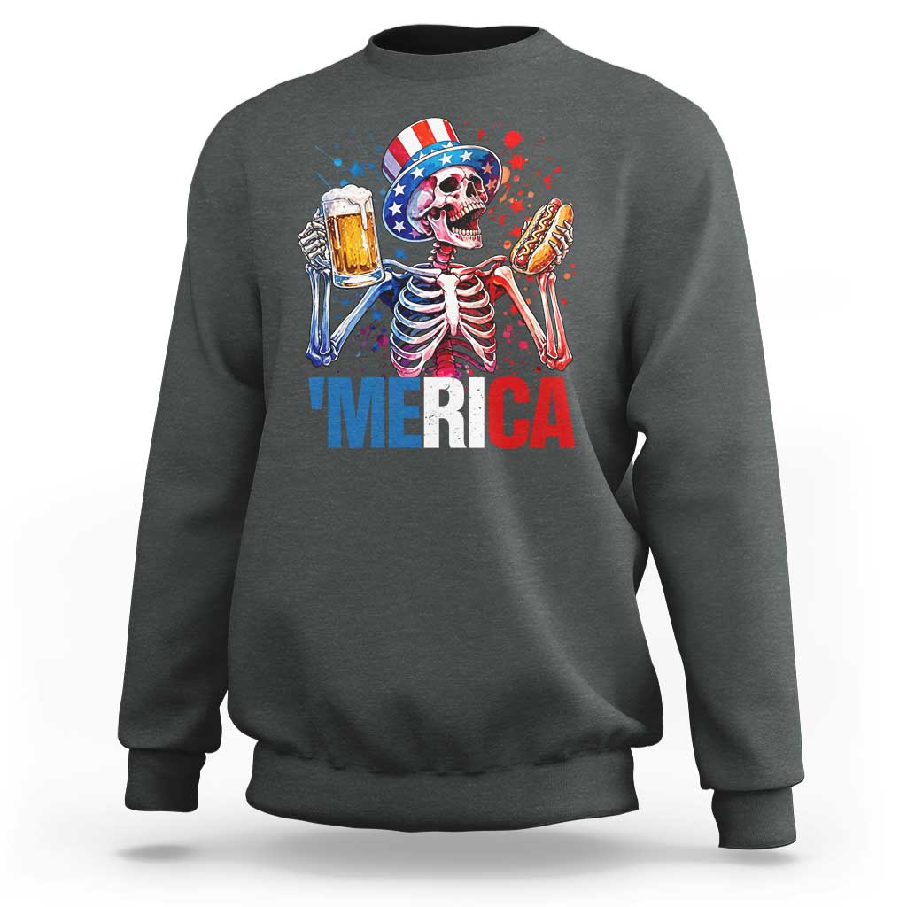 Red White And Blue Skeleton Party Sweatshirt American Freedom Vibes