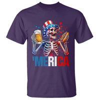 Red White And Blue Skeleton Party T Shirt American Freedom Vibes