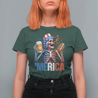 Red White And Blue Skeleton Party T Shirt For Women American Freedom Vibes