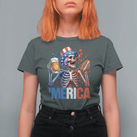 Red White And Blue Skeleton Party T Shirt For Women American Freedom Vibes