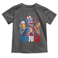 Red White And Blue Skeleton Party Toddler T Shirt American Freedom Vibes