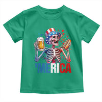 Red White And Blue Skeleton Party Toddler T Shirt American Freedom Vibes