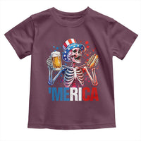 Red White And Blue Skeleton Party Toddler T Shirt American Freedom Vibes