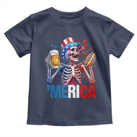 Red White And Blue Skeleton Party Toddler T Shirt American Freedom Vibes