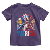 Red White And Blue Skeleton Party Toddler T Shirt American Freedom Vibes