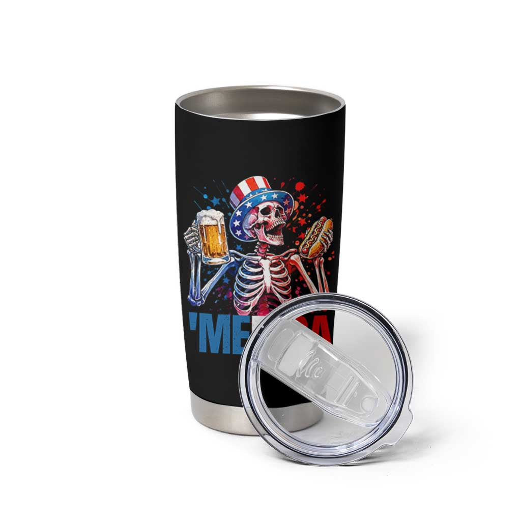 Red White And Blue Skeleton Party Tumbler Cup American Freedom Vibes