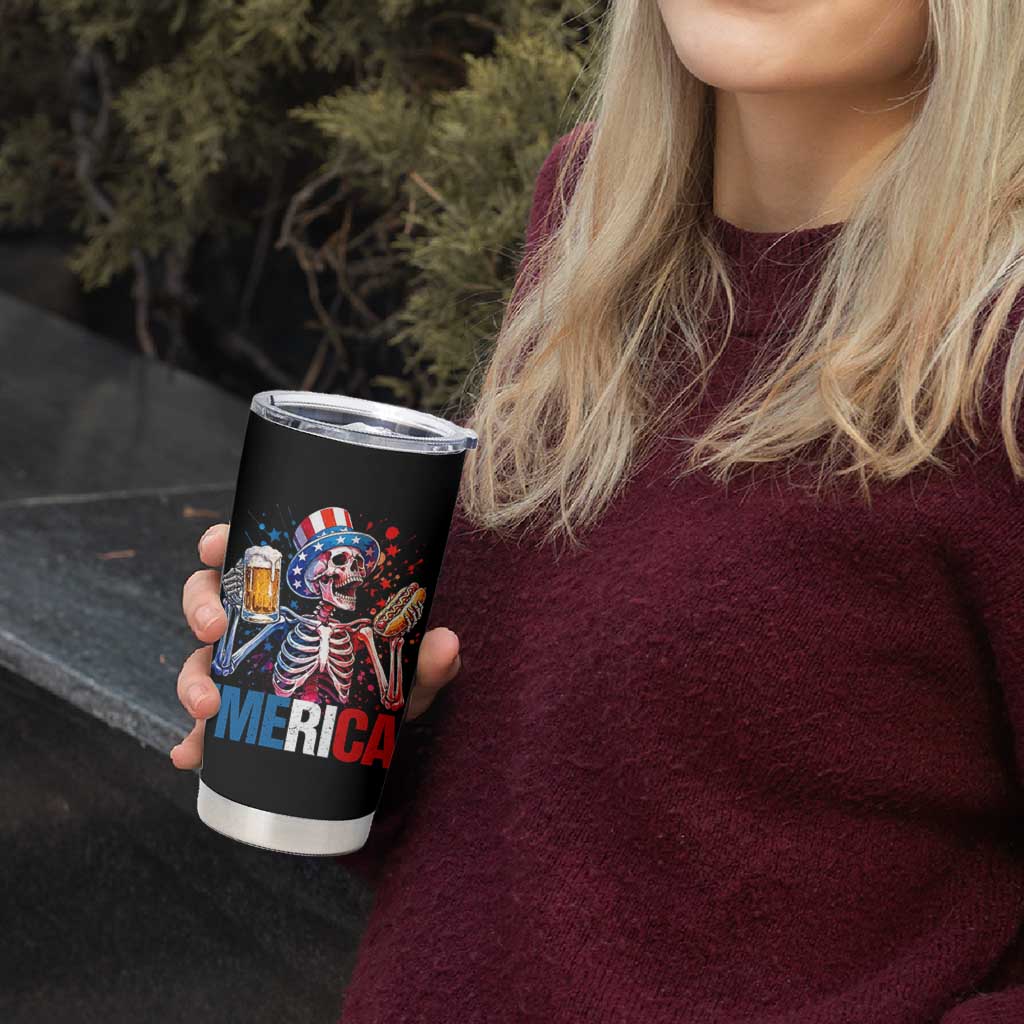 Red White And Blue Skeleton Party Tumbler Cup American Freedom Vibes