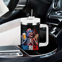 Red White And Blue Skeleton Party Tumbler With Handle American Freedom Vibes