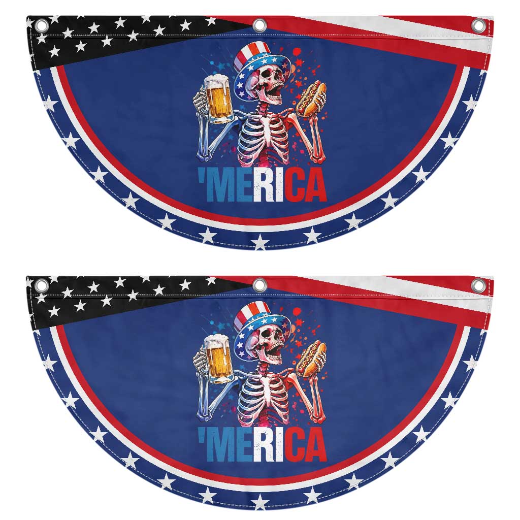 Red White And Blue Skeleton Party Patriotic Fan Flag American Freedom Vibes
