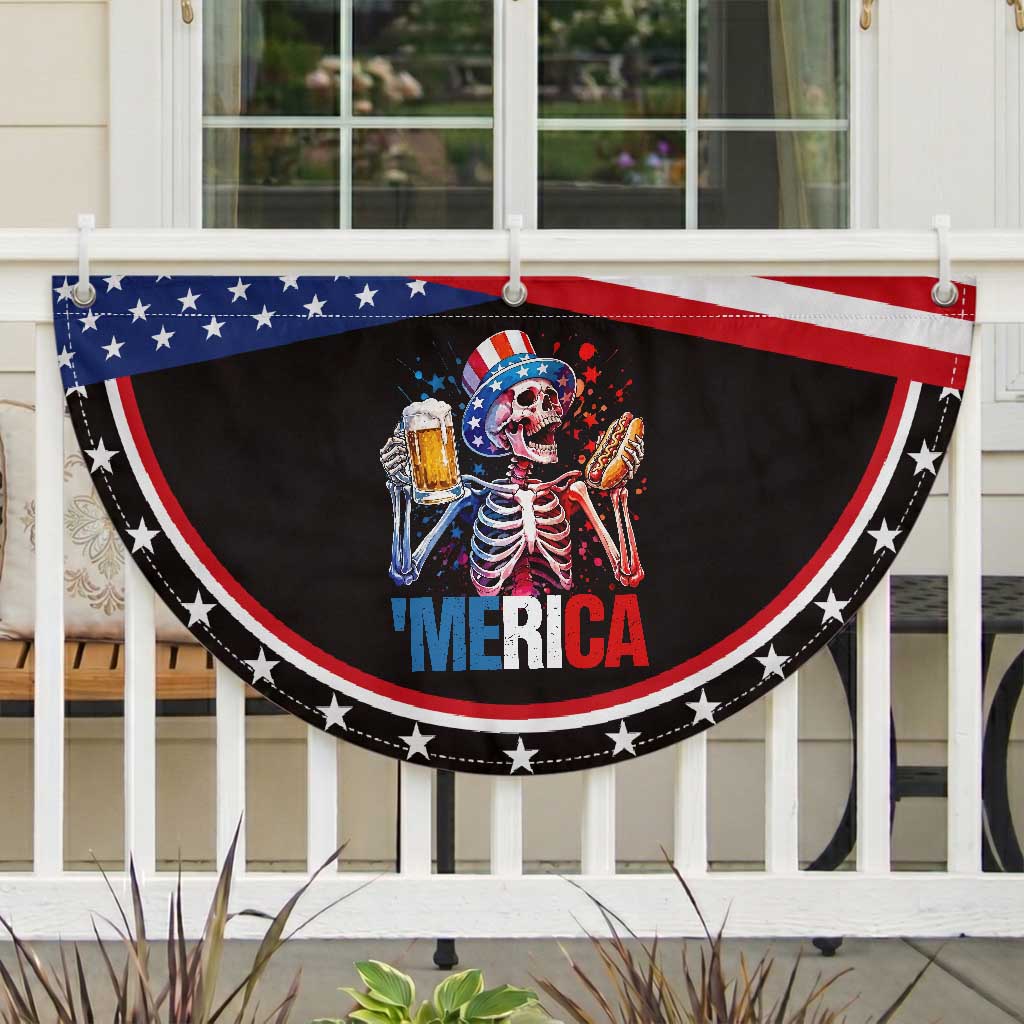 Red White And Blue Skeleton Party Patriotic Fan Flag American Freedom Vibes