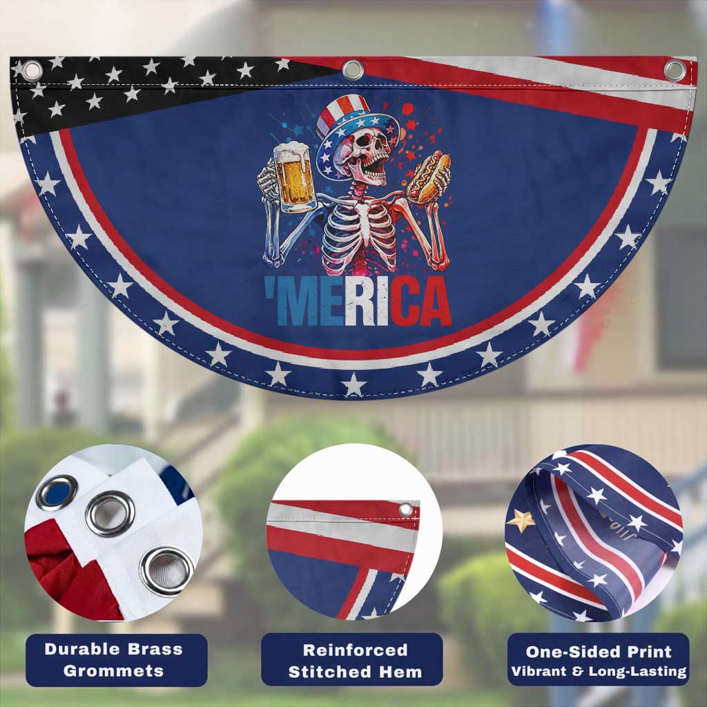 Red White And Blue Skeleton Party Patriotic Fan Flag American Freedom Vibes