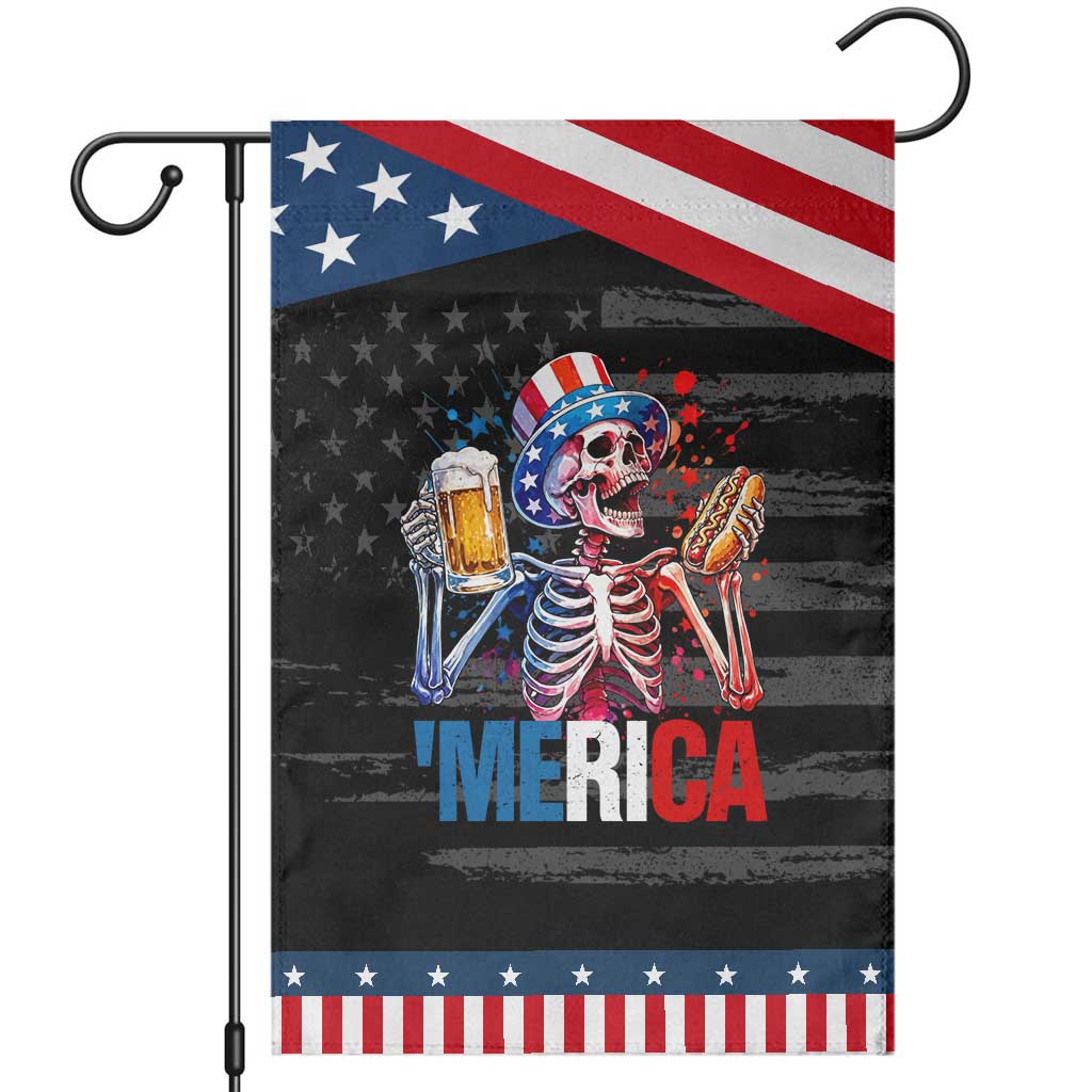 Red White And Blue Skeleton Party Patriotic Garden Flag American Freedom Vibes