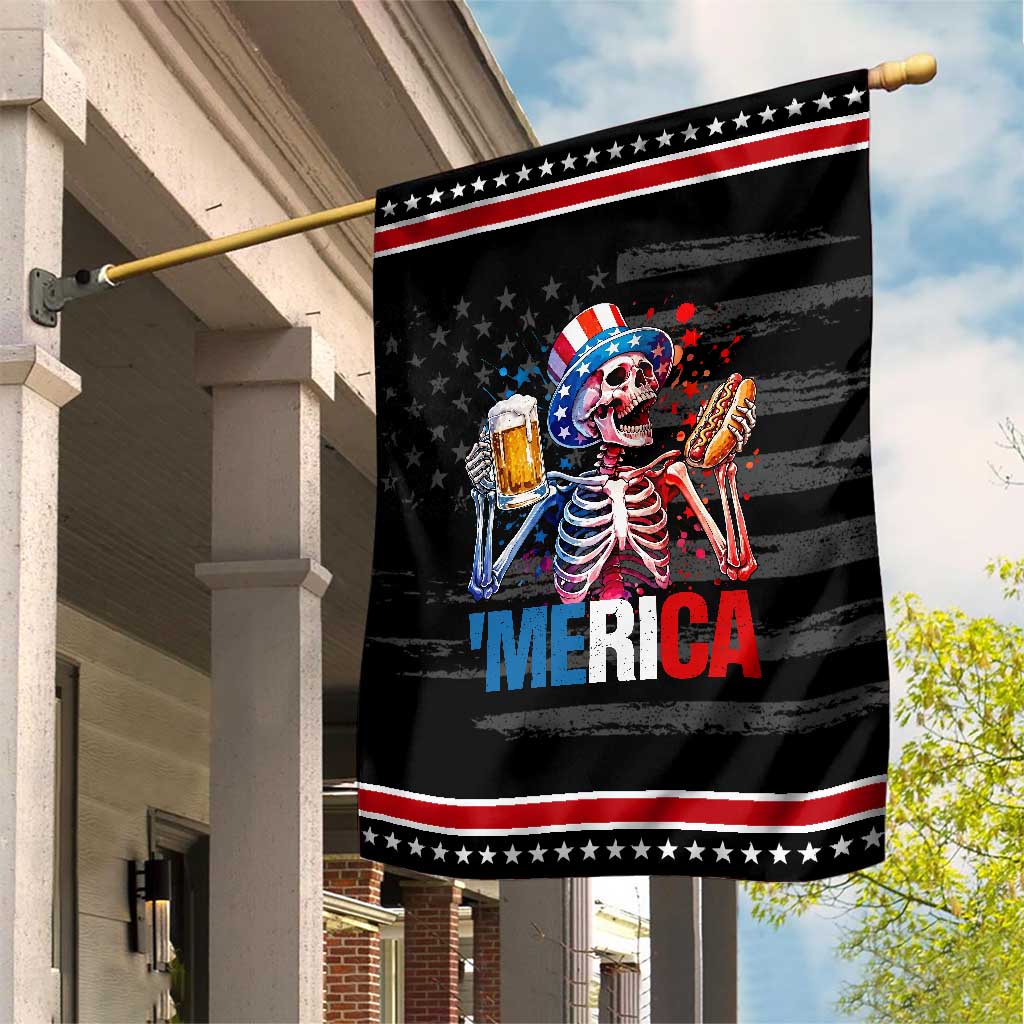 Red White And Blue Skeleton Party Patriotic Garden Flag American Freedom Vibes