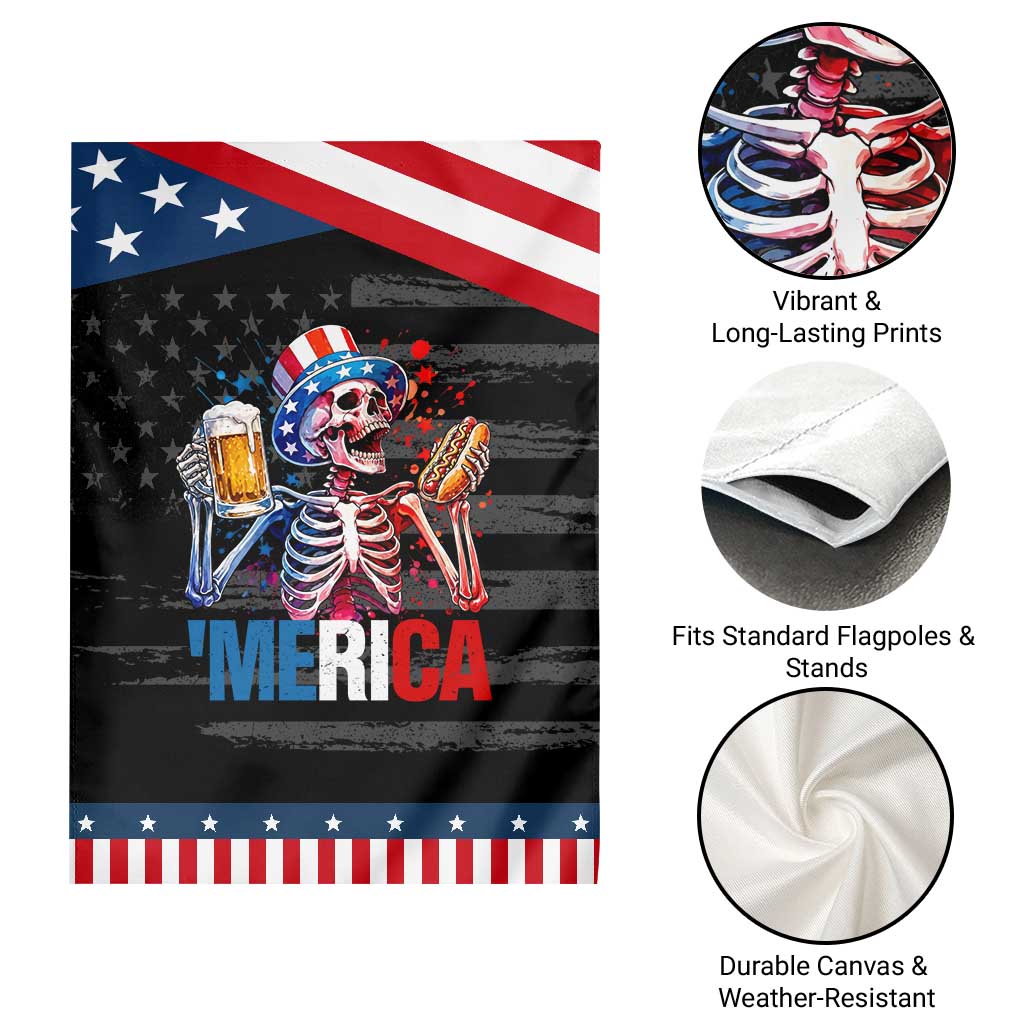 Red White And Blue Skeleton Party Patriotic Garden Flag American Freedom Vibes