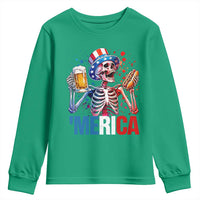 Red White And Blue Skeleton Party Youth Sweatshirt American Freedom Vibes