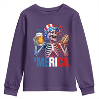 Red White And Blue Skeleton Party Youth Sweatshirt American Freedom Vibes