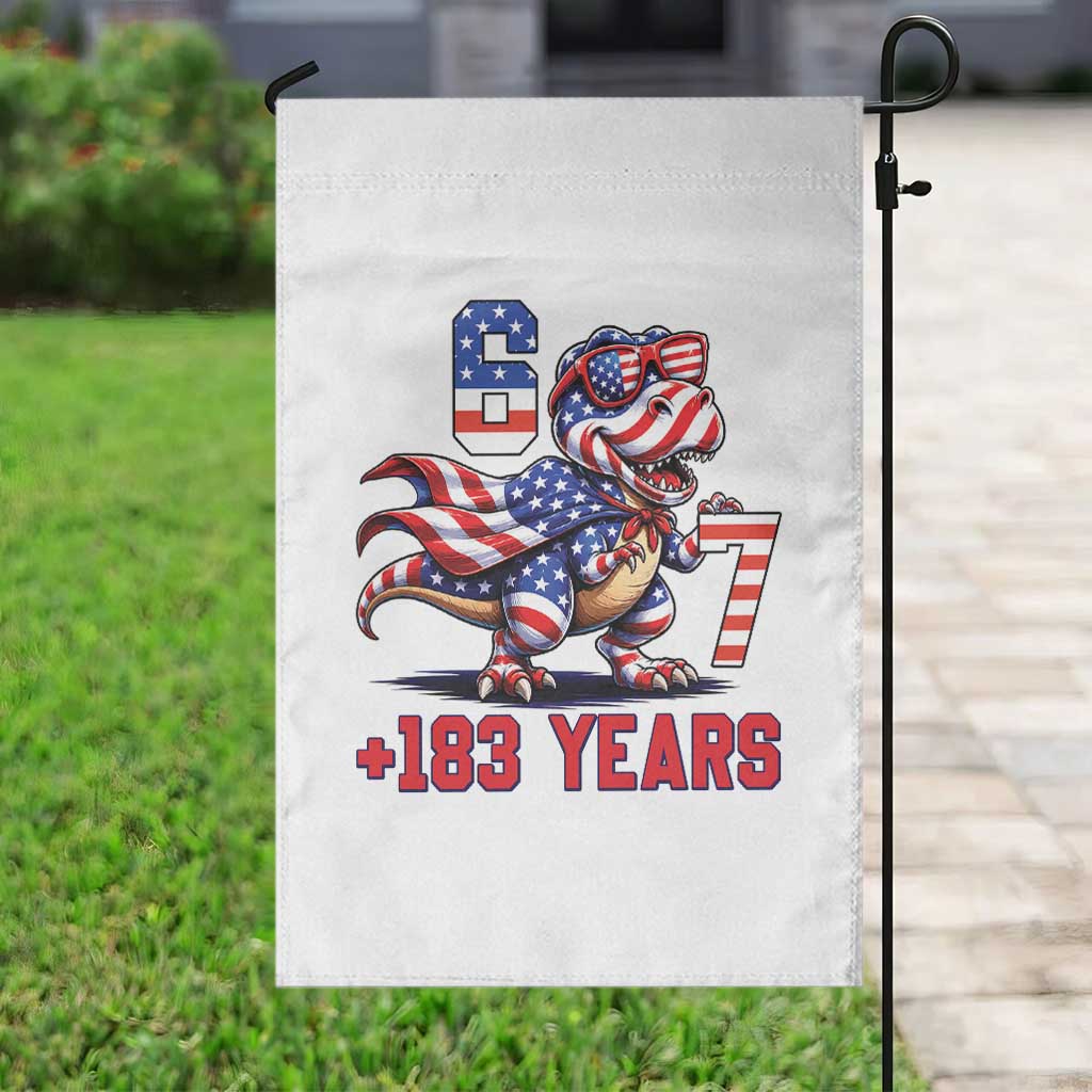 Funny 67 Meme Dinosaur American Pride Garden Flag USA 250th Anniversary