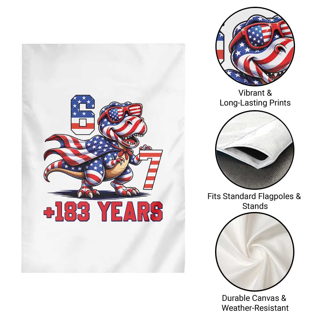 Funny 67 Meme Dinosaur American Pride Garden Flag USA 250th Anniversary