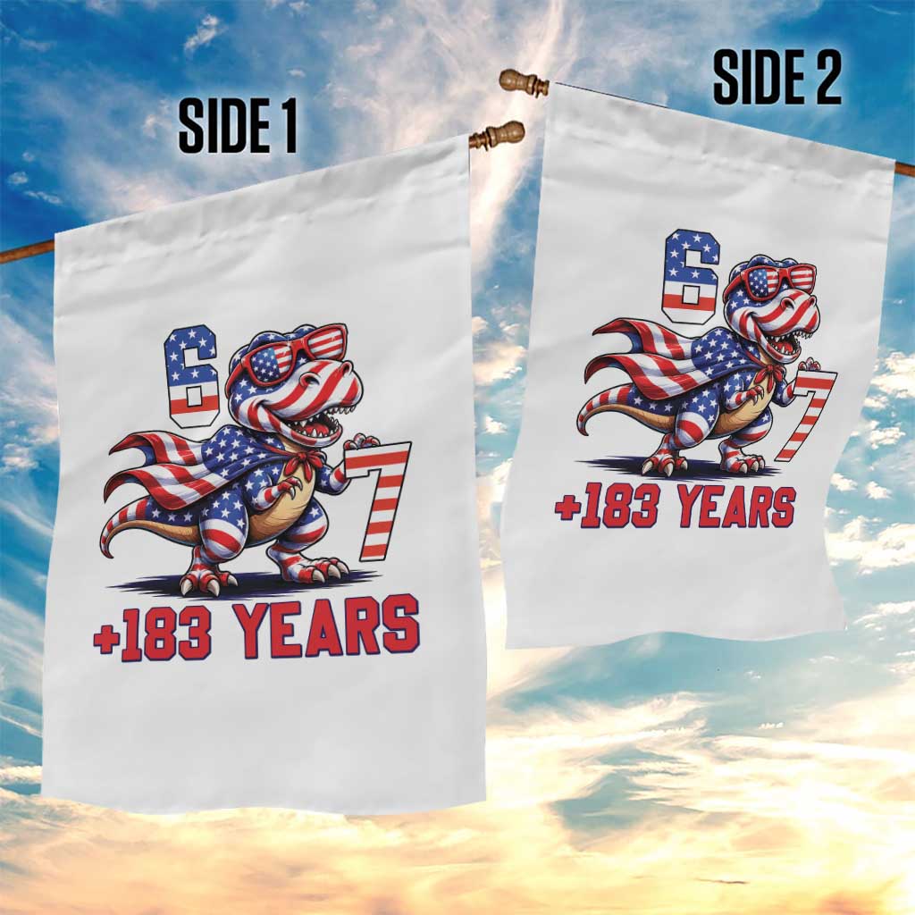 Funny 67 Meme Dinosaur American Pride Garden Flag USA 250th Anniversary