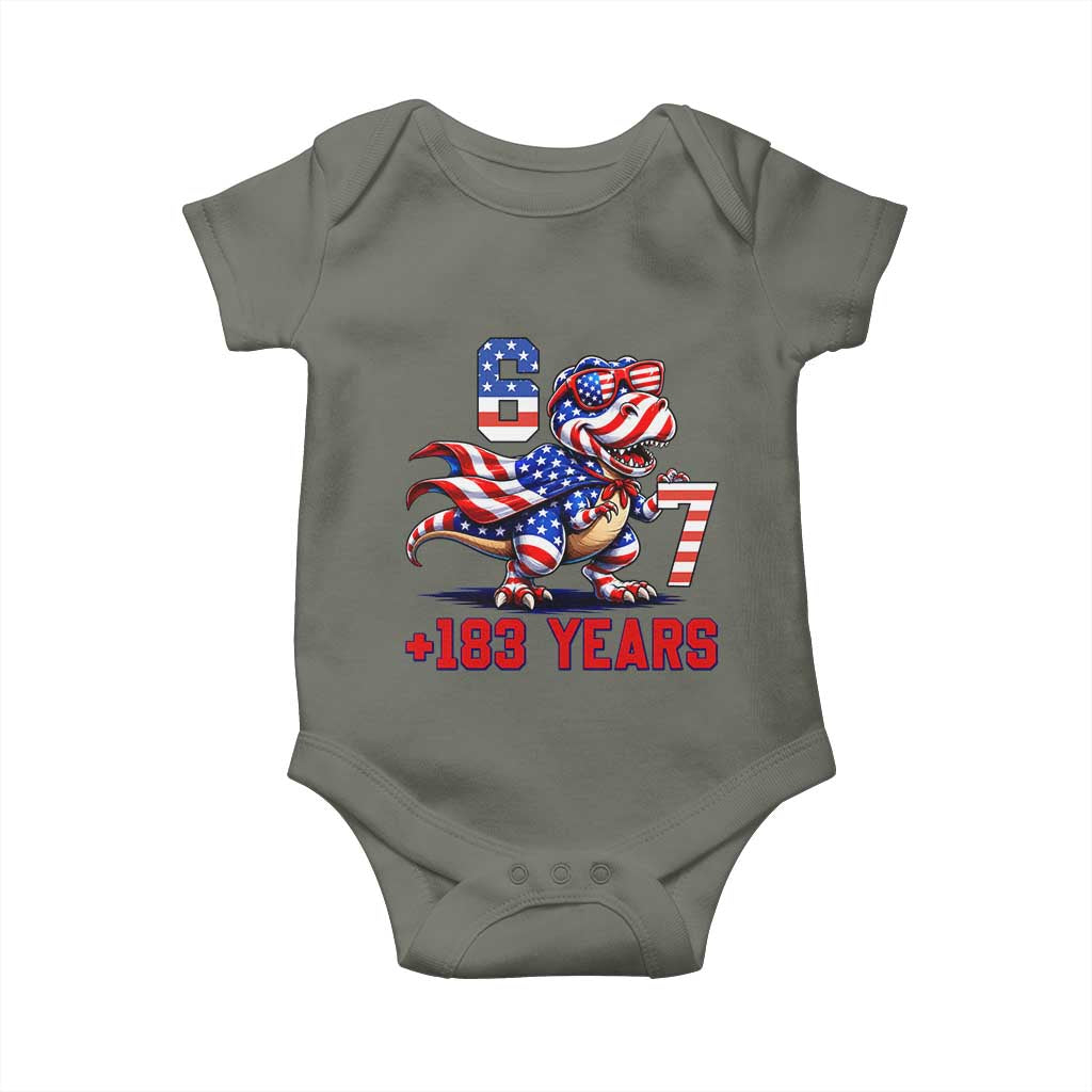 Funny 67 Meme Dinosaur American Pride Baby Onesie USA 250th Anniversary