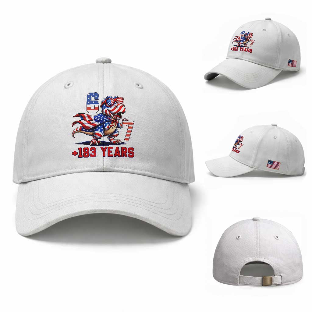 Funny 67 Meme Dinosaur American Pride Baseball Cap USA 250th Anniversary