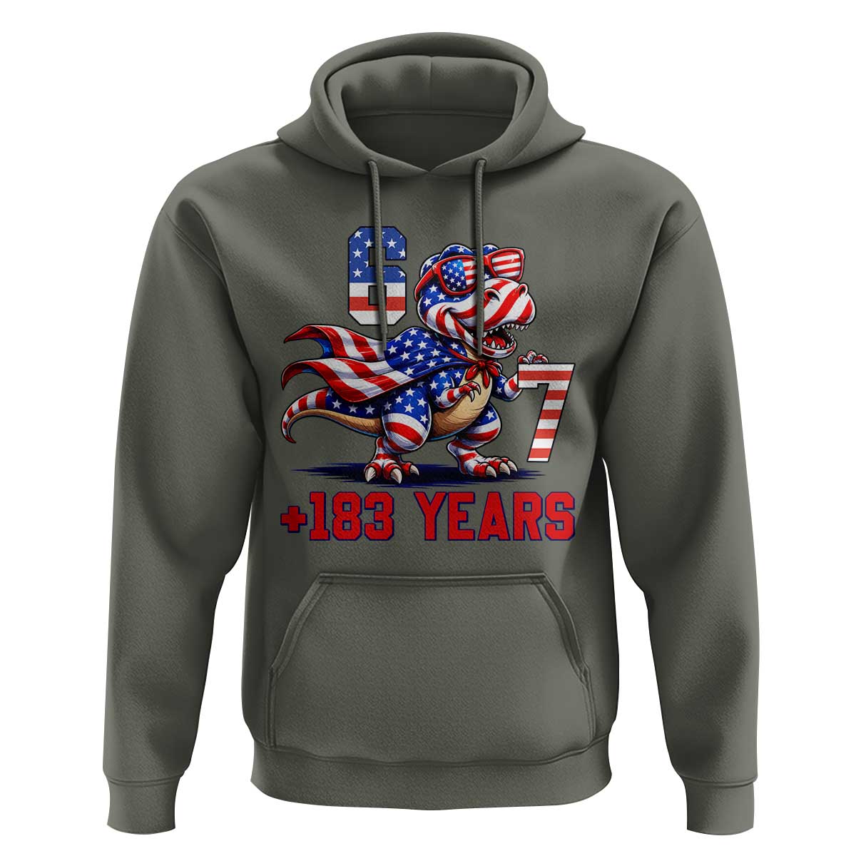 Funny 67 Meme Dinosaur American Pride Hoodie USA 250th Anniversary