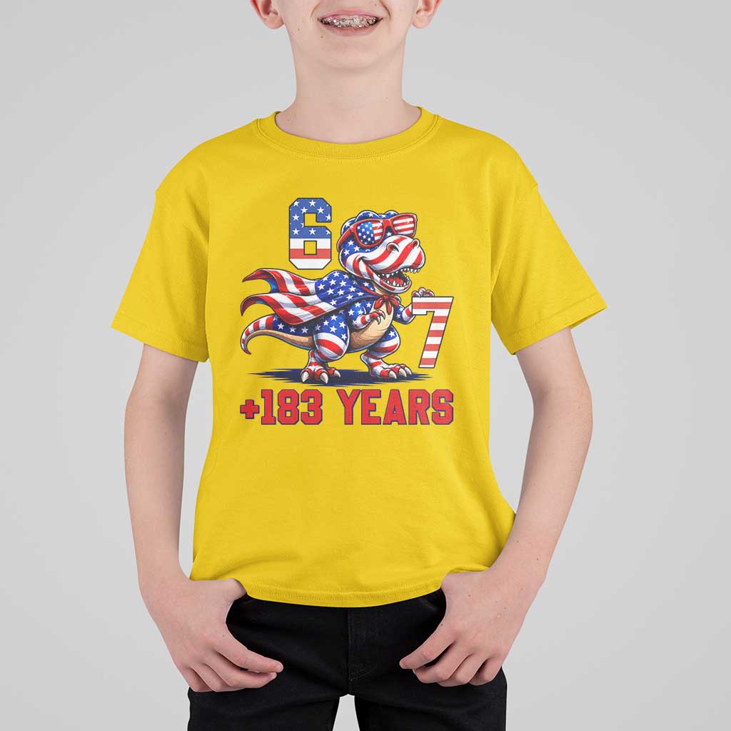 Funny 67 Meme Dinosaur American Pride T Shirt For Kid USA 250th Anniversary