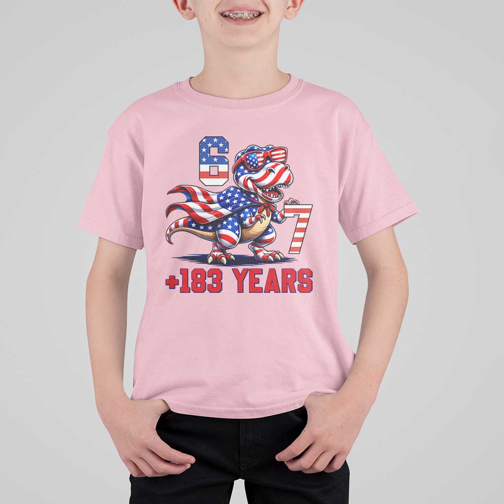 Funny 67 Meme Dinosaur American Pride T Shirt For Kid USA 250th Anniversary