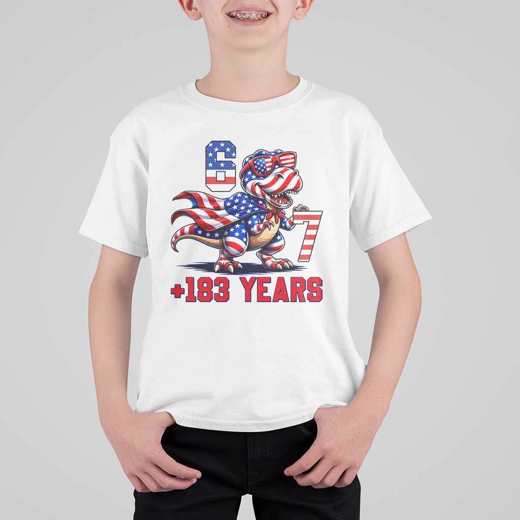 Funny 67 Meme Dinosaur American Pride T Shirt For Kid USA 250th Anniversary