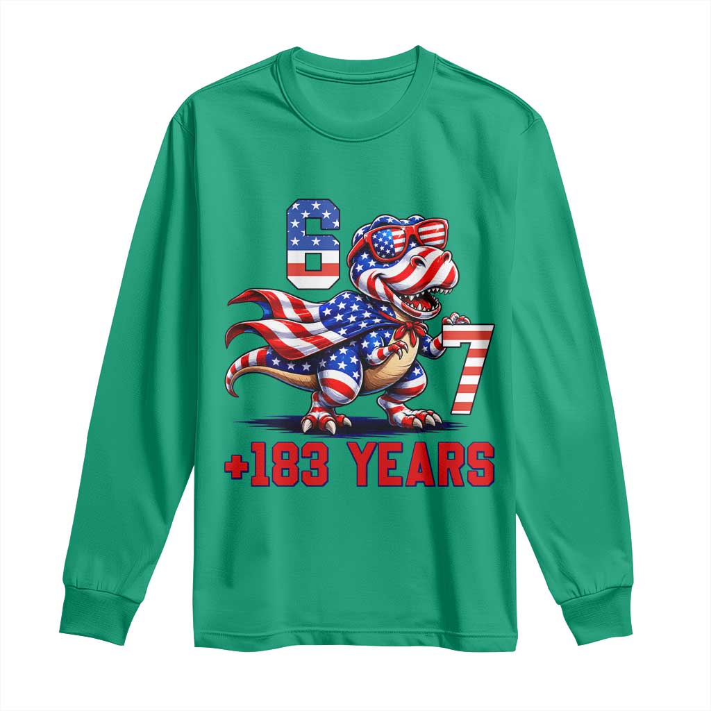 Funny 67 Meme Dinosaur American Pride Long Sleeve Shirt USA 250th Anniversary