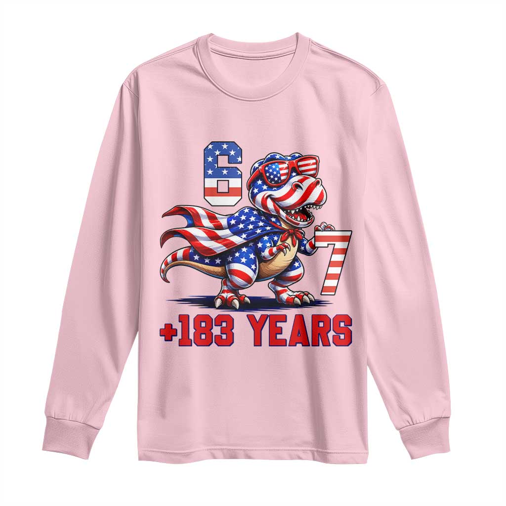 Funny 67 Meme Dinosaur American Pride Long Sleeve Shirt USA 250th Anniversary