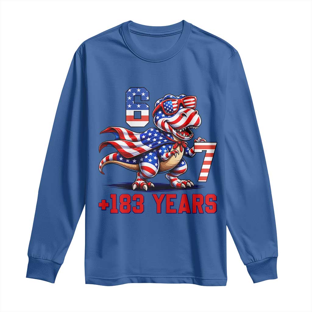 Funny 67 Meme Dinosaur American Pride Long Sleeve Shirt USA 250th Anniversary
