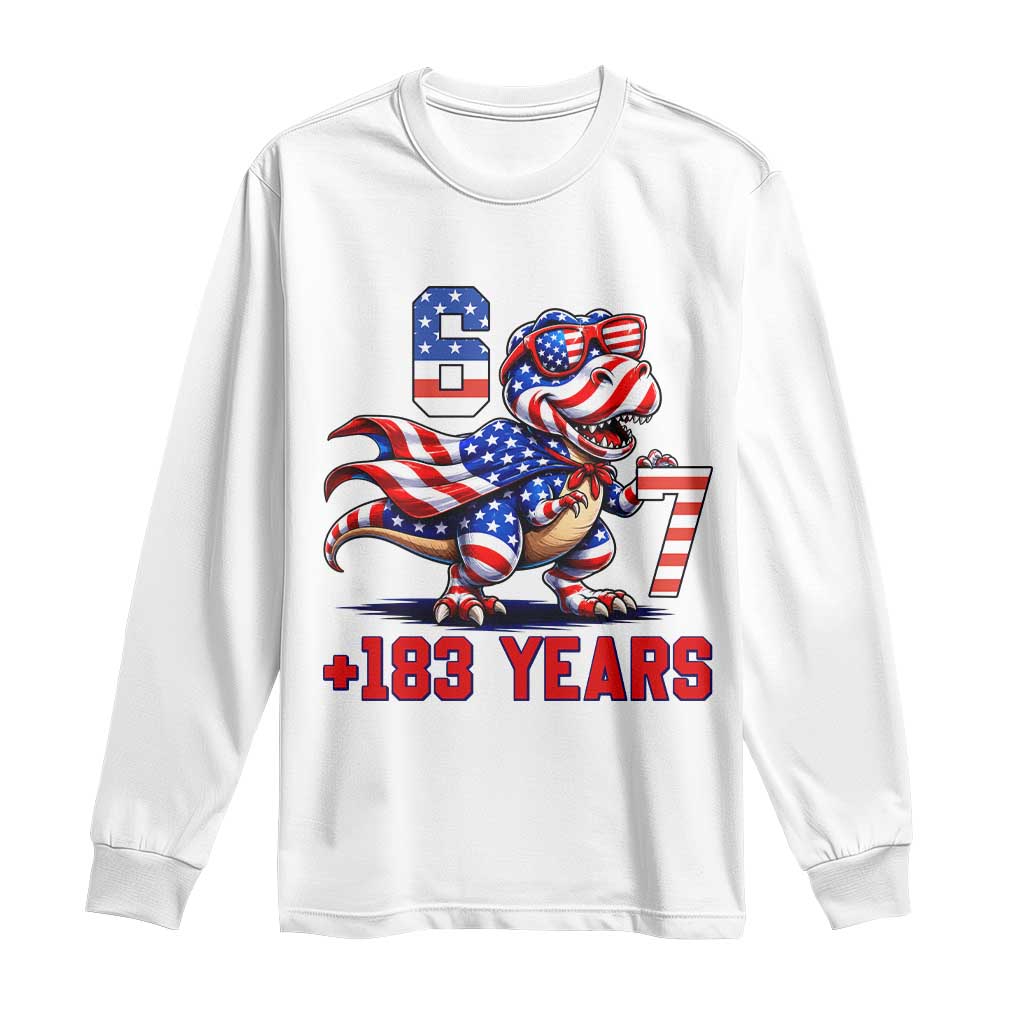 Funny 67 Meme Dinosaur American Pride Long Sleeve Shirt USA 250th Anniversary