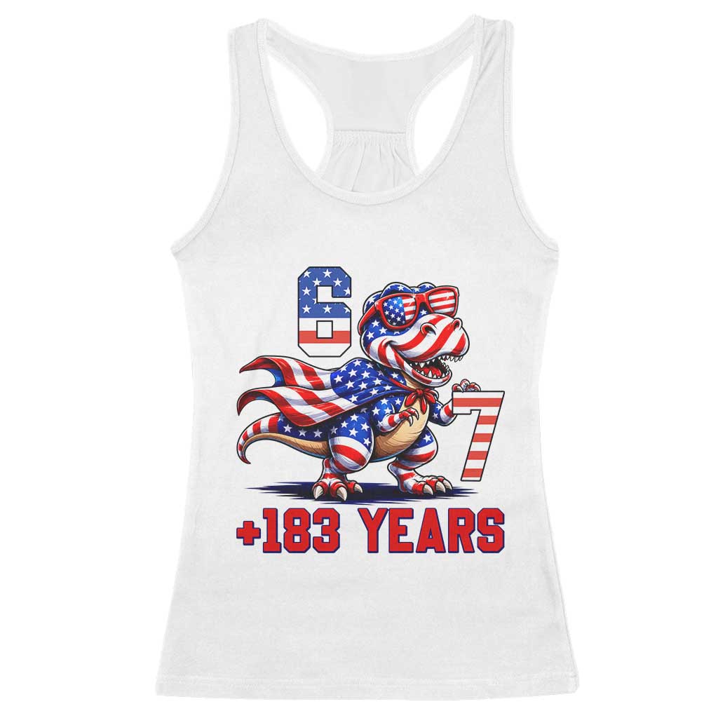 Funny 67 Meme Dinosaur American Pride Racerback Tank Top USA 250th Anniversary