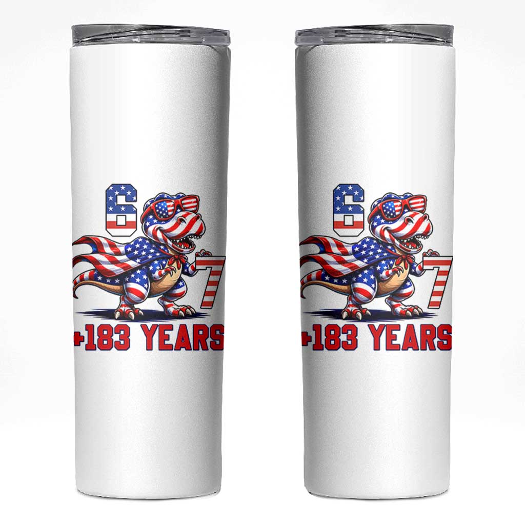 Funny 67 Meme Dinosaur American Pride Skinny Tumbler USA 250th Anniversary
