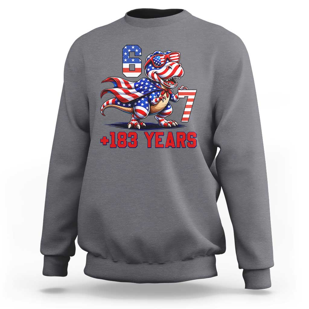 Funny 67 Meme Dinosaur American Pride Sweatshirt USA 250th Anniversary