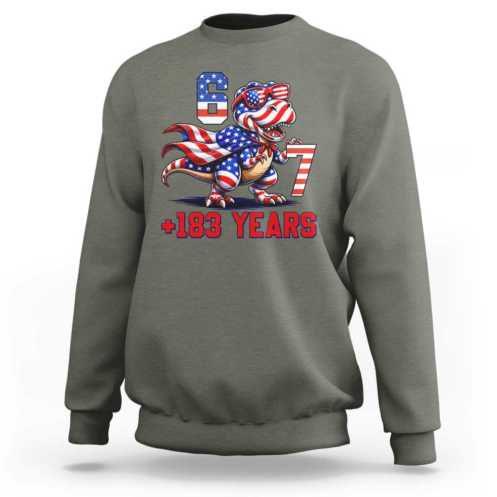 Funny 67 Meme Dinosaur American Pride Sweatshirt USA 250th Anniversary