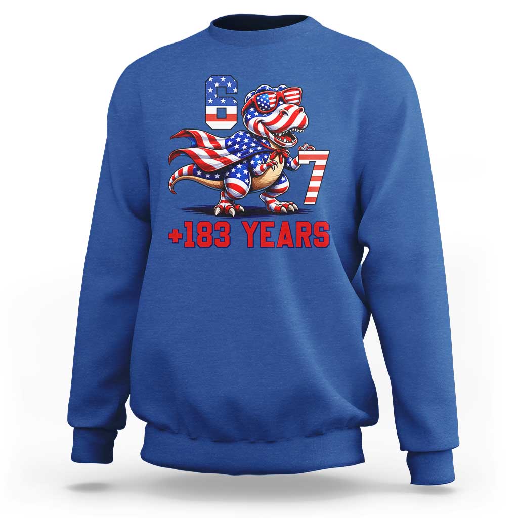 Funny 67 Meme Dinosaur American Pride Sweatshirt USA 250th Anniversary