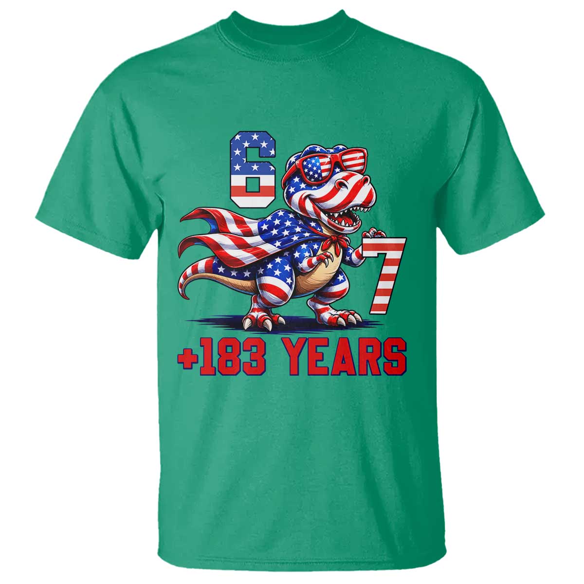 Funny 67 Meme Dinosaur American Pride T Shirt USA 250th Anniversary