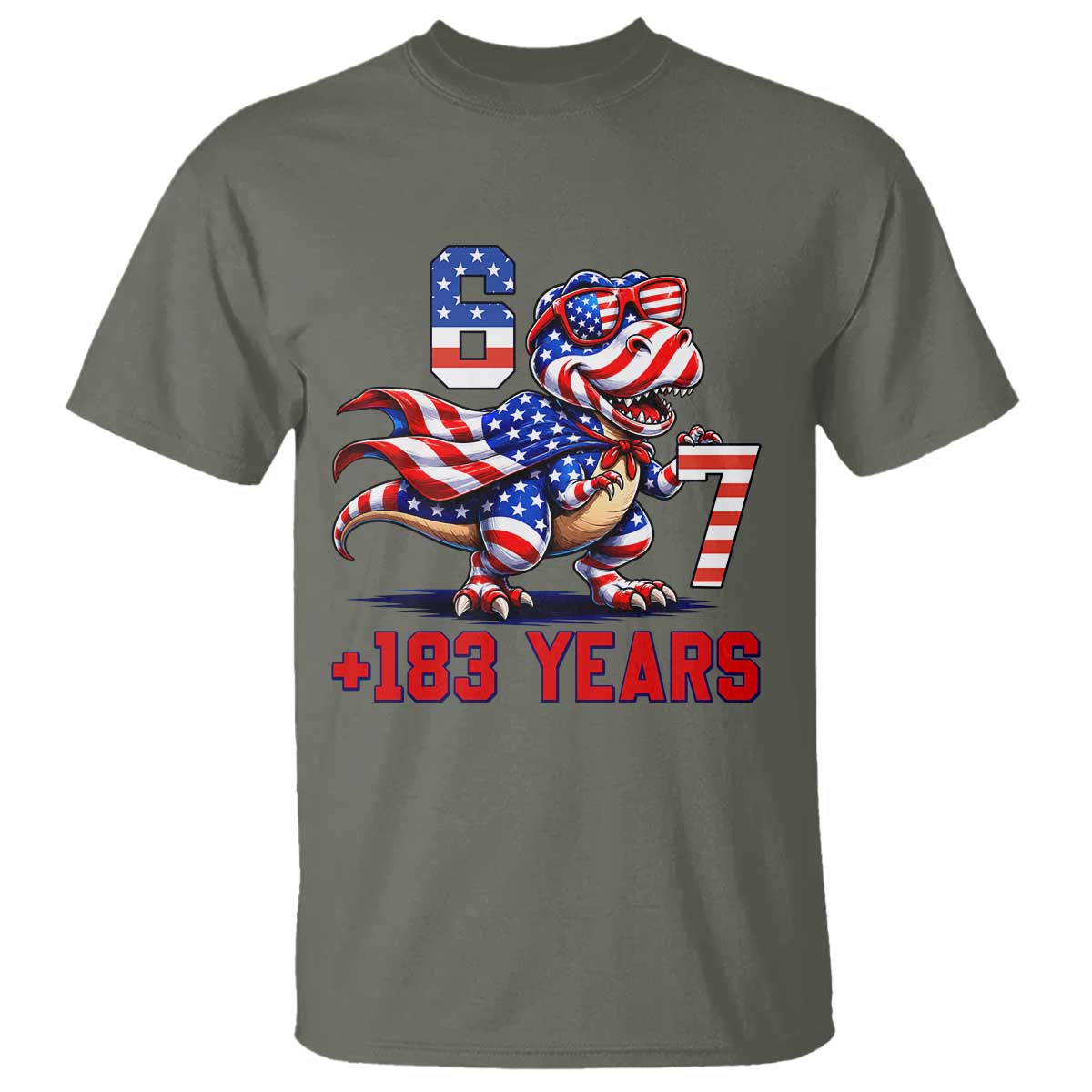 Funny 67 Meme Dinosaur American Pride T Shirt USA 250th Anniversary