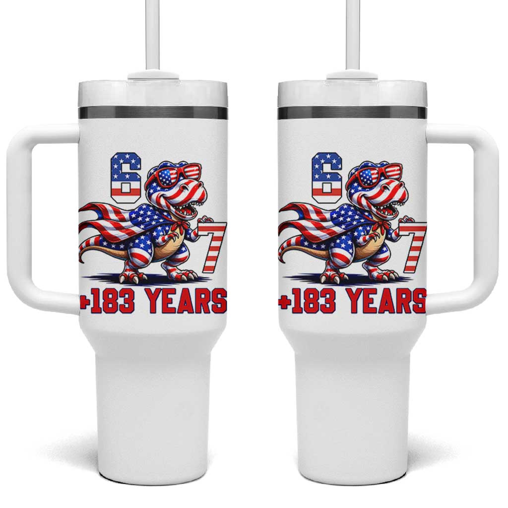 Funny 67 Meme Dinosaur American Pride Tumbler With Handle USA 250th Anniversary