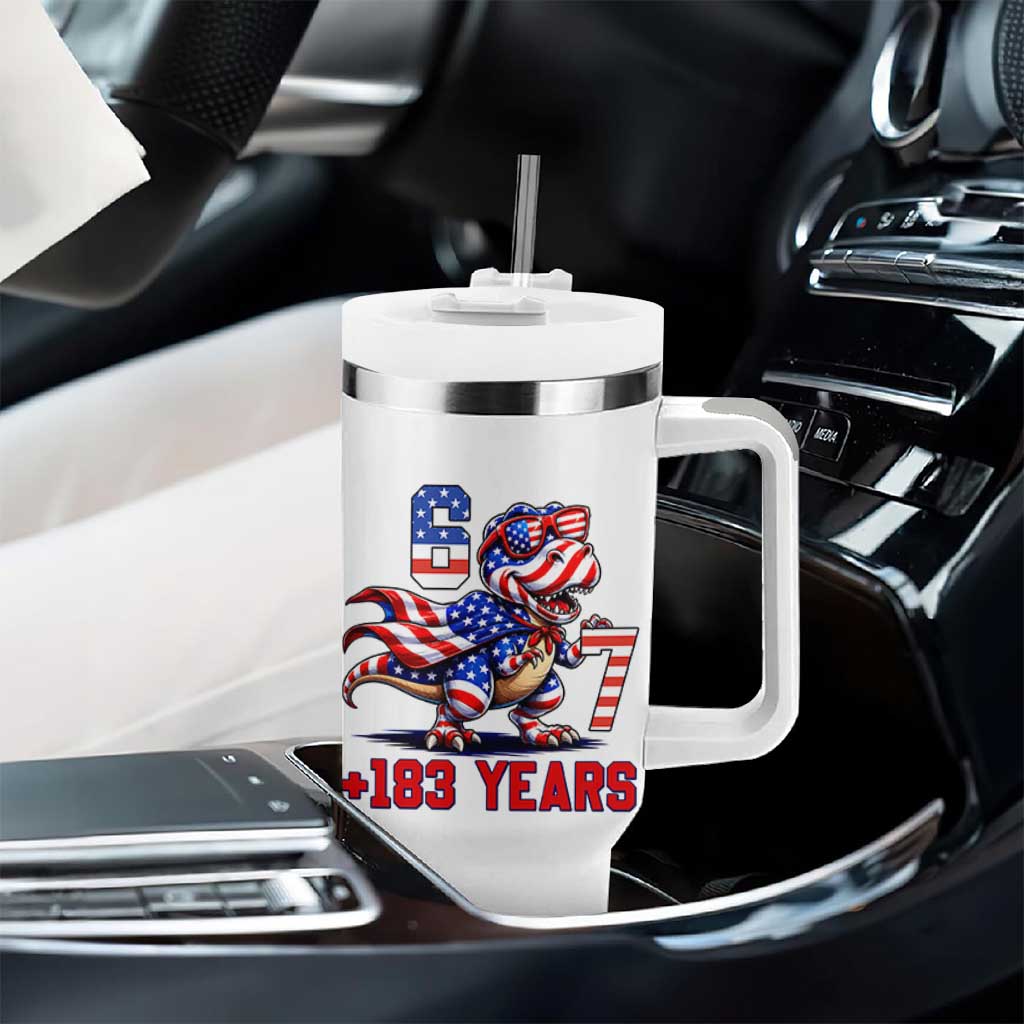 Funny 67 Meme Dinosaur American Pride Tumbler With Handle USA 250th Anniversary
