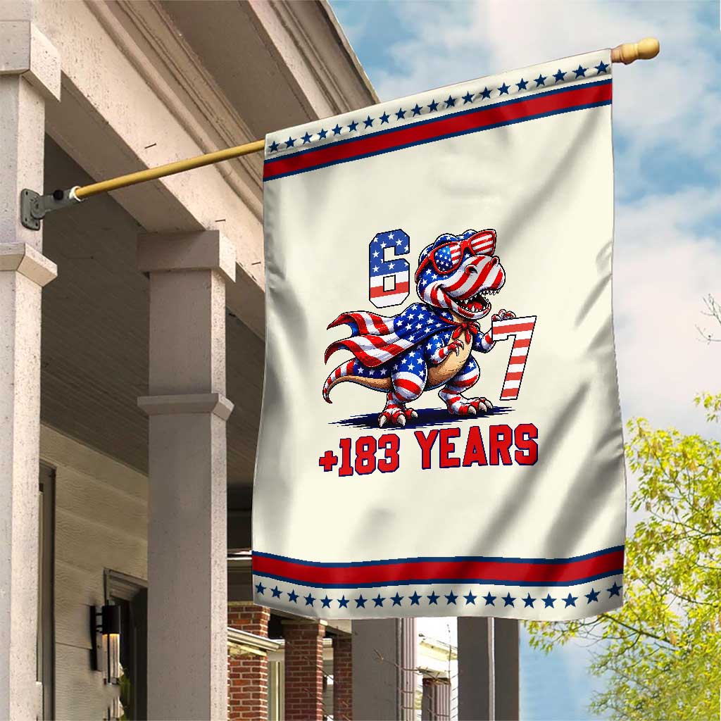 Funny 67 Meme Dinosaur American Pride Patriotic Garden Flag USA 250th Anniversary