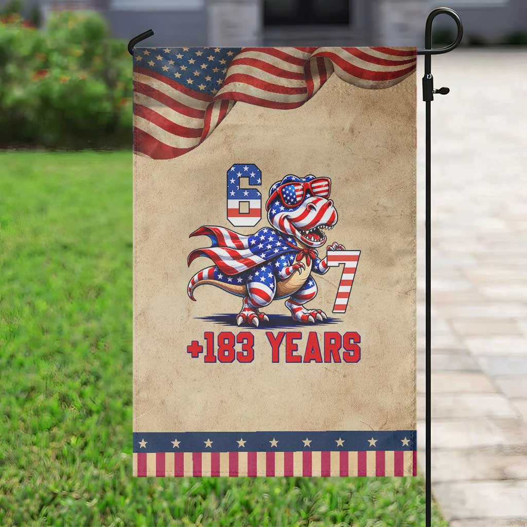 Funny 67 Meme Dinosaur American Pride Patriotic Garden Flag USA 250th Anniversary